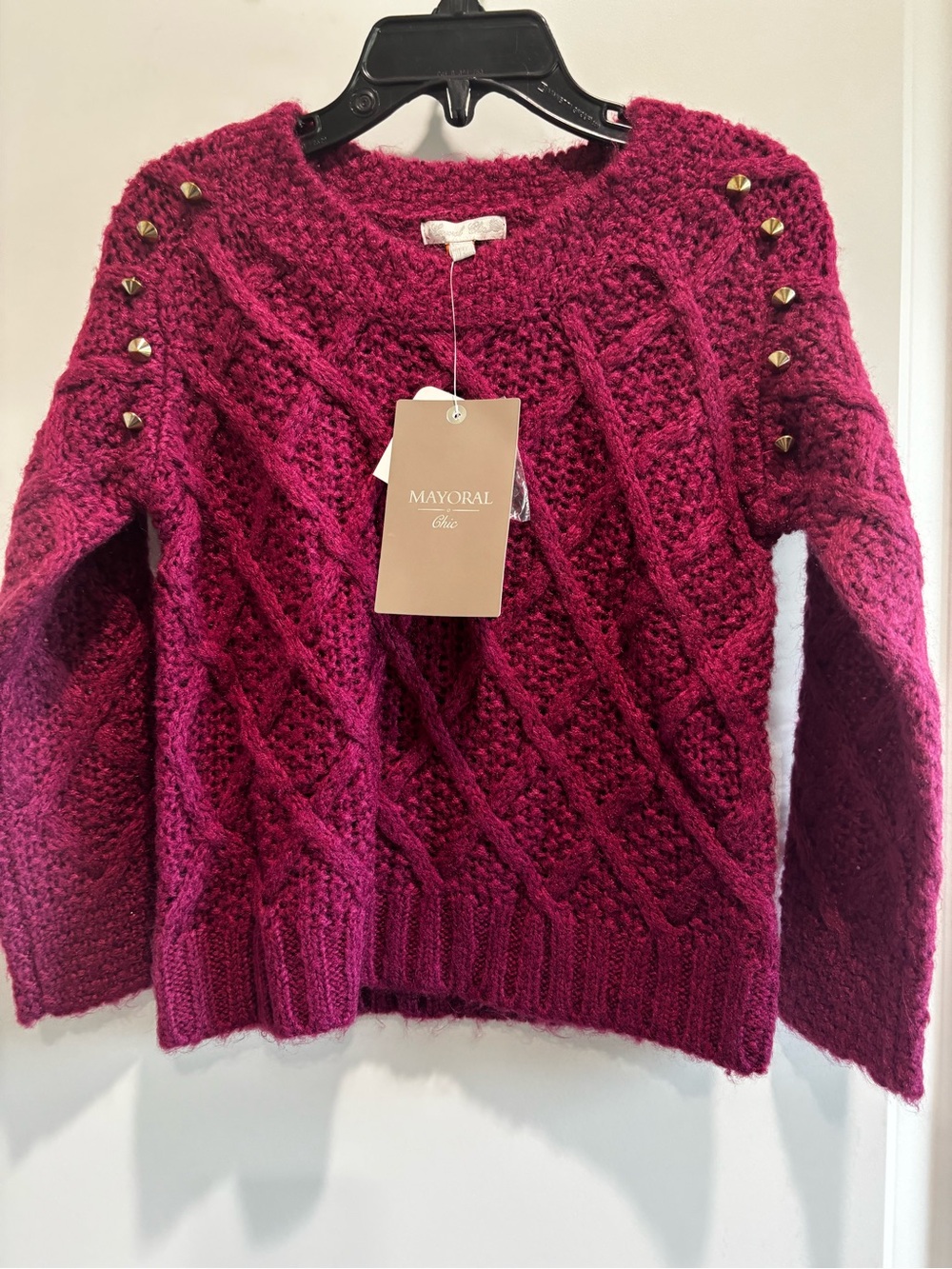 NWT Mayoral Chic Girl’s Cable Knit Sweater in Berry size 4